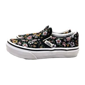 Vans Classic Slip-On Kids Shoes Floral Black Canvas US 12.5 Comfort Casual